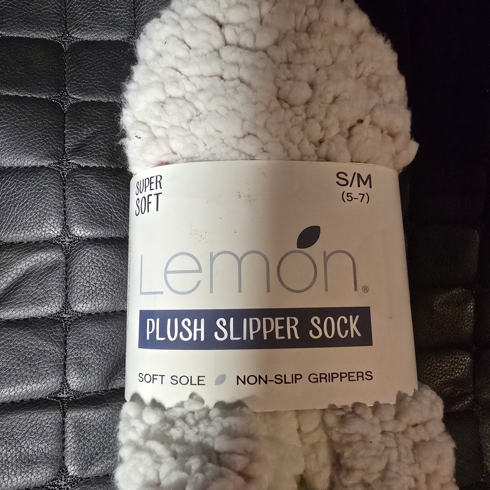 Lemon White Plush Slipper Sock